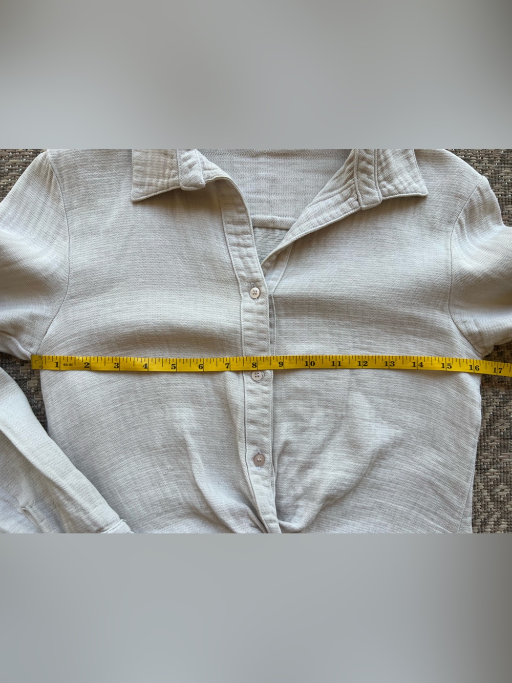 Stateside Beige Twist Front Button Down Top XS Soft Knit Long Sleeve - Picture 2 of 6